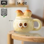 Cute Funny Rabbit Coffee Mugs Anime Mug For Women, Unique Kawaii Ceramic Coffee Tea Cups, Office Gift For Coworker, Creative Cartoon Gift For Animal Lover (Cheese Rabbit)