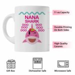 Cute Pink Shark Nana Ceramic 11 Ounce Coffee Tea Milk Mug, Mother's Day Gifts For New Mom, Coastal House Decor, Shark Lovers Gifts, Teens Girls Gifts, Gift Idea Birthday...