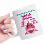 Cute Pink Shark Nana Ceramic 11 Ounce Coffee Tea Milk Mug, Mother's Day Gifts For New Mom, Coastal House Decor, Shark Lovers Gifts, Teens Girls Gifts, Gift Idea Birthday...