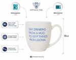 Day Drinking From A Mug To Keep Things Professional - Boss Employee Work Mug Gift - 15oz Deluxe Bistro Double-Sided Coffee Tea Mug (White)