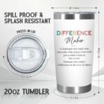 Difference Maker Gifts for Women - 20 oz Stainless Steel Insulated Coffee Tumbler With Lid - Birthday Christmas Inspirational Thank You Appreciation Gifts for Women Teachers...