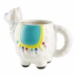 DII Ceramic Gift Mug Collection Hand Painted Funny Shaped Tea/Coffee Cup Set, 12 Ounce, Llama, 2 Count