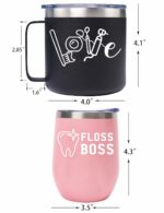 DORADREAMDEKO Hygienist Gifts, Dentist Fun Gifts, Dentist Gifts for Women, Dental Hygienist Gifts, Dental Mug, Dentist Themed Gifts, Floss Boss Tumbler, Congratulation Gifts for...