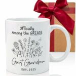 EST 2025 New Grandma Coffee Mug Gift, Promoted to Be Grandmother, New Great Grandma Gifts, Pregnancy Reveal Announcement Mug Gifts, Baby Reveal Publicity