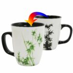 Funny Ceramic Magic Heat Color Changing Coffee Mug with Bamboo Printing for Women Personalized White Green Tea Cup Large Mugs for Mom,Girl, Grandma and man 16 oz
