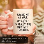 Funny Gifts For Husband - Birthday Father’s Day Valentine’s Day Gifts For Husband - Having Me As Your Wife 11oz Ceramic Coffee Mug - Sarcastic Gag Gift Cup For Him