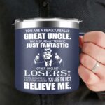 Funny Uncle Mug Gifts for Uncle from Niece Nephew - Great Uncle 14oz Stainless Steel Coffee Mug - Christmas Birthday Present for Uncle
