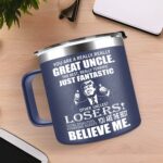 Funny Uncle Mug Gifts for Uncle from Niece Nephew - Great Uncle 14oz Stainless Steel Coffee Mug - Christmas Birthday Present for Uncle