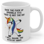 Funny Unicorn Gifts For Women Dabbing Unicorns Lovers Mom Mug Birthday Gift Christmas 2024 Fun Quotes Back The F Up Coffee Cup White 11oz
