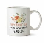 Happy Mother's Day Coffee Gift Mug For Babcia C1 Cute Floral Women Tea Ceramic Cup With Flowers Kitchen Decor Novelty Meme Presents Under 20