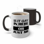 Is It Gay in Here Or Just Me LGBT Color Changing Black to White Mug Coffee Tea Cup Inspirational Quotes Heat Activation Mug for Graduation Anniversary Christmas Gift 11oz