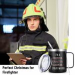 Lifecapido Firefighter Stainless Steel Coffee Mug - 12oz, Black - Birthday, Christmas, Father's Day Gifts for Men, Fireman, Dad, Husband, Grandpa, Friends