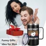 Lifecapido Funny Gifts for Men, Guess What Chicken Butt 20oz Insulated Coffee Mug with Handle, Sassy Christmas Gifts Birthday Gifts Humorous Gifts for Men Dad Grandpa Hunsband...