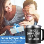 Lifecapido Funny Gifts for Men, I'm Not A Gynecologist But I’ll Take A Look 14 oz Insulated Coffee Mug, Great Dirty Santa Gifts, Birthday Christmas Gag Gifts for Men, Dad,...