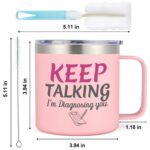 LiqCool Therapist Gifts, Cute 14 Oz Keep Talking Insulated Coffee Mug, Psychology Counselor Gifts for Women, Best Birthday Gift for Doctor Psychiatrist with Gift Box(Pink)