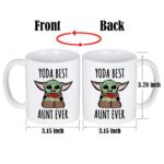 LOZACHE Aunt Gifts from Niece Nephew, BAE Best Aunt Ever Baby Yodas Coffee Mug, Mothers Day Birthday Gifts for Great Aunt Auntie Appreciation Present, 11oz White (Yodas Aunt)