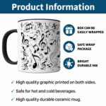 Music Mug - Music Notes Pattern - Cool Musician Pianist Guitarist Gift Idea For Mens and Womens White/Black 11oz Ceramic Coffee Mug