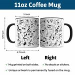 Music Mug - Music Notes Pattern - Cool Musician Pianist Guitarist Gift Idea For Mens and Womens White/Black 11oz Ceramic Coffee Mug