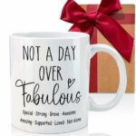 Not A Day Over Fabulous Mug Gifts, Happy Birthday Gift, Unique Birthday Gifts, Inspirational Birthday Gifts for Women, Her, Friends, Coworkers, Wife, Mom, Daughter, Sister, Aunt