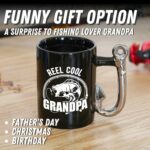 Onebttl Grandpa Gifts Fishing Coffee Mug, Grandfather Gift from Granddaughter and Grandson, 13.5oz/400ml Funny Ceramic Mug for Christmas, Father's Day - Reel Cool Grandpa