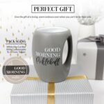 Pavilion Gift Company - Good Morning Pickleball - 16 oz Gray Coffee Mug Tea Cup Gift Partner Player Sports Lover Friend Birthday Long Distance Present