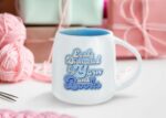 Pavilion Gift Company- Yarn & Books - 22oz Ceramic Mug Coffee Tea Cup Yarn Crochet Knit Books Reader Library Book Lover Yarn Lover