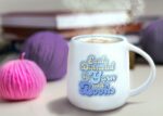 Pavilion Gift Company- Yarn & Books - 22oz Ceramic Mug Coffee Tea Cup Yarn Crochet Knit Books Reader Library Book Lover Yarn Lover