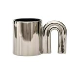 Personalized Mug Silver Ceramic Mug Coffee Cup For Drinking Tea In The Afternoon Nordic Style Teacher Gift (A-Silver Ceramic Coffee Mug)
