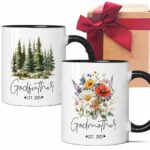 Promoted to Godparents 2025 Mugs Set, 2025 Godparents Proposal Mugs Set, Baptism Gifts for Godparents from Godchild, First Time New Godmother Godfather Gifts, Baby Announcement...
