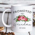 Promoted To Grandma 2024 Coffee Mugs, Grandma EST 2024 Coffee Mug for Woen, Gifts for Grandma from Grandchildren Grandkids, Grandma Pregnancy Announcement Gifts Mug (Grandma mug)