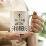 QASHWEY This is One Awesome Brother Coffee Mugs Mug, Brother Birthday Christmas Wedding Gifts from Sister Brother,Inspirational Brother Gift Double Side Printed Ceramic Mug Cup...