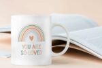 QASHWEY You Are So Loved Rainbow Coffee Mugs Mug, Inspirational Gifts for Women Girls Kids Wife Her Sister Mom Girlfriend, Birthday Gift Double Side Printed Ceramic Mug Cup 11...