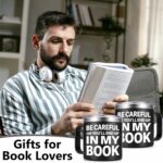 Qtencas Be Careful Or You'll End Up In My Book Insulated Coffee Mug, 14oz for Literary and Library, Personalized Writer Gift for Men, Author Book Lovers for Christmas Birthday,...