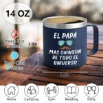 Qtencas Regalos Para Papa, Dad Gifts, El Papa Mas Chingon Del Universo Coffee Mug, Regalo Para Papa De Cumpleaños, Regalo Para El Dia Del Padre, Fathers Day Gift for Dad in...