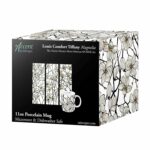 RainCaper Tiffany Magnolia Large Porcelain Fine Art Coffee and Tea Mug for Home and Office, 11 Oz, Dishwasher and Microwave Safe