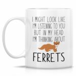 Retreez Funny Ferret Lover Mug - Thinking About Ferrets - 11 Oz Ceramic Coffee or Tea Cup - Humorous Gift for Ferret Enthusiasts, Pet Owner, Wildlife Biologist and Zoologist -...