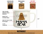 Retreez Funny Mama Bear Baby Shower 16 Oz Enamel Stainless Steel Metal Camping Campfire Coffee Mugs - Sarcasm Motivational Inspirational birthday gifts for her mommy mother mom...