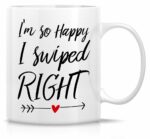 Retreez Funny Mug - I'm So Happy I Swiped Right 11 Oz Ceramic Coffee Mugs - Funny, Sarcasm, Motivational, Inspirational birthday gifts for dating dates, husband, wife,...