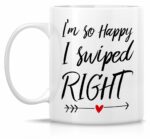 Retreez Funny Mug - I'm So Happy I Swiped Right 11 Oz Ceramic Coffee Mugs - Funny, Sarcasm, Motivational, Inspirational birthday gifts for dating dates, husband, wife,...