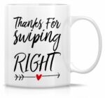 Retreez Funny Mug - Thanks for Swiping Right 11 Oz Ceramic Coffee Mugs - Funny, Sarcasm, Motivational, Inspirational birthday gifts for dating dates, husband, wife, boyfriend,...