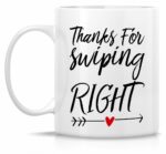 Retreez Funny Mug - Thanks for Swiping Right 11 Oz Ceramic Coffee Mugs - Funny, Sarcasm, Motivational, Inspirational birthday gifts for dating dates, husband, wife, boyfriend,...