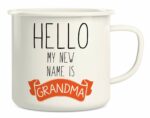 Retreez Hello My New Name is Grandma 16 Oz Enamel Stainless Steel Metal Camping Campfire Coffee Mug - Funny Motivational Inspirational birthday gift for mom mother grandmother...