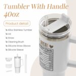 SANDJEST Mom Gifts for Women Mom Nutrition Facts Tumbler Stainless Steel 40oz with Handle Insulated Travel Cup Best Mom Ever Coffee Cup, Mother's Day Christmas Birthday Gifts...