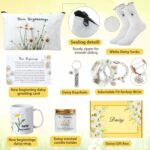 Skylety 9 Pcs New Beginnings Themed Box Gift for Women Daisy Gift Basket For Coworker Daisy Mug Candle Keychain Bracelet Box Job Leaving Going Away Congratulation Farewell Goodbye