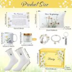 Skylety 9 Pcs New Beginnings Themed Box Gift for Women Daisy Gift Basket For Coworker Daisy Mug Candle Keychain Bracelet Box Job Leaving Going Away Congratulation Farewell Goodbye