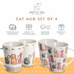 SPOTTED DOG GIFT COMPANY Cat Mugs, Cat Coffee Mug Set, 12 oz Cute Ceramic Porcelain China Coffee Tea Mugs Cups, Happy Cats Themed Gifts for Cat Lovers and Animal Lovers Women...