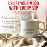 Stronger Than Melanoma Mug - Skin Cancer Coffee Cup - Brave Funny Gift For Survivors - Hope Tea Mugs - Inspirational Novelty Cups - 11 Oz Ceramic Gifts Awareness Month,...