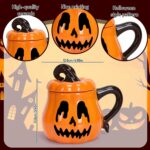 Whaline Halloween Mug Spooky Pumpkin Face Coffee Mug Ceramic Drinking Mugs for Party Supplies Table Centerpieces Horror Gift, 12oz